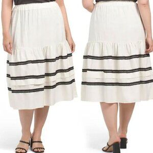 4OUR DREAMERS Women's Ivory Black Linen Skirt - Size XL - NWT